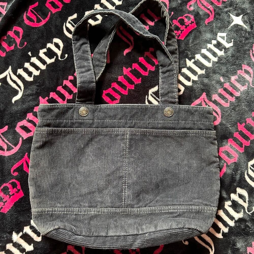 Y2K Vintage hard to find Aeropostale black/ black-blue corduroy mini tote.